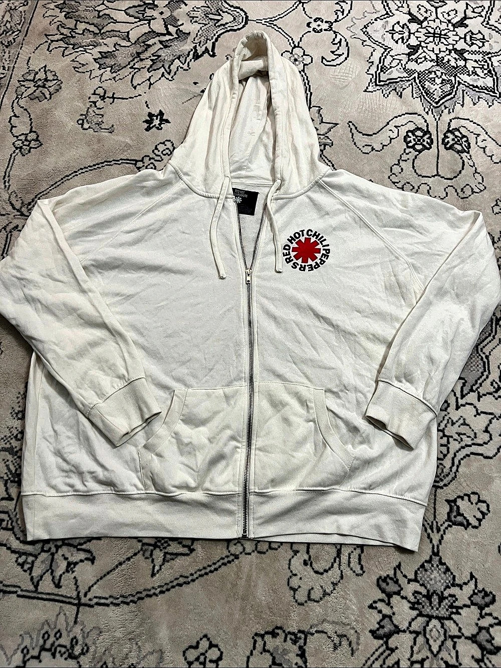 Red Hot Chili Peppers Red Asterisk Zip-Up Hoodie White Size 3